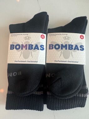 Bombas NWT Unisex Black Crew socks 2 Pair
